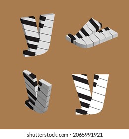 Abstract vector alphabet - y made from piano - alphabet set