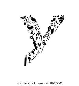 Abstract vector alphabet - Y made from Food icon - alphabet set