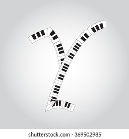 Abstract vector alphabet -  Y  made from  piano - alphabet set