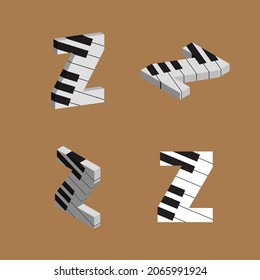 Abstract vector alphabet - z made from piano - alphabet set