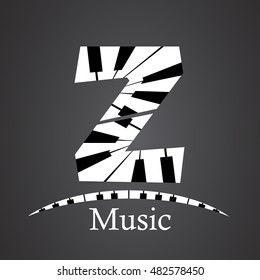 Abstract vector alphabet - Z made from piano - alphabet set