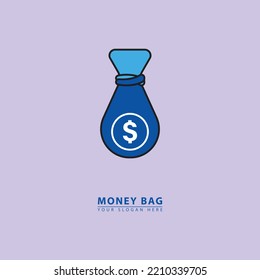 Abstract Vector Ancient Money Bag Logo Icon. Vintage Money Bag Graphic Logo Vector, Simple Flat Elegant Style. Great For Brands, Business Finance, Industry And Internet Finance.