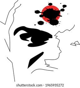 
Abstract vector, angry man face.