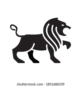 Abstract Vector Animal King of the Jungle Lion Sign Symbol. Silhouette lion Icon Logo Template Design Inspiration