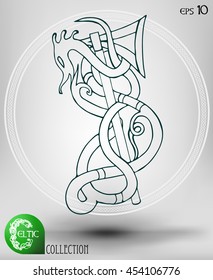 Abstract Vector Animal Symbol, Celtic or Ethnic in Line Art Style. Isolated.