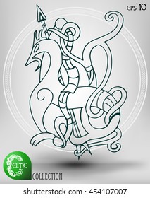 Abstract Vector Animal Symbol, Celtic or Ethnic in Line Art Style. Isolated.