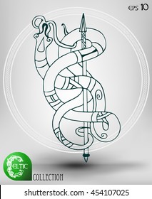 Abstract Vector Animal Symbol, Celtic or Ethnic in Line Art Style. Isolated.