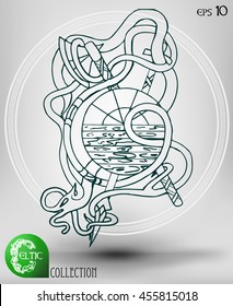 Abstract Vector Animal Symbol, Celtic or Ethnic in Line Art Style. Isolated.
