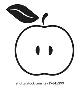 Manzana de Vector Abstractas aislado transparente. Diseño moderno de Plantilla de silueta de manzana negra. Perfecto para la etiqueta del logotipo y la camiseta con capucha estampada. EPS 10