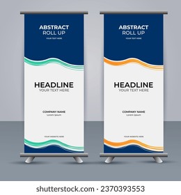 Abstract Vector aqua and orange color modern roll up banner design	
