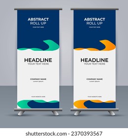 Abstract Vector aqua and orange color modern roll up banner design	
