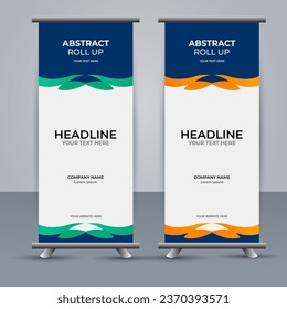 Resumen Diseño de banderas vectoriales aqua y anaranjado color moderno enrollado	
