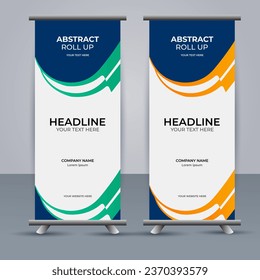Resumen Diseño de banderas vectoriales aqua y anaranjado color moderno enrollado	
