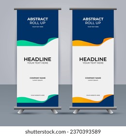 Resumen Diseño de banderas vectoriales aqua y anaranjado color moderno enrollado	
