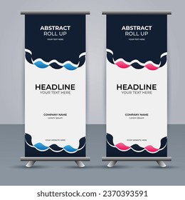 Abstract Vector aqua and orange color modern roll up banner design	
