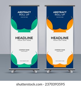 Abstract Vector aqua and orange color modern roll up banner design	
