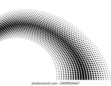 Abstract vector arc of black dots on a white background. Modern vector background. Halftone pattern