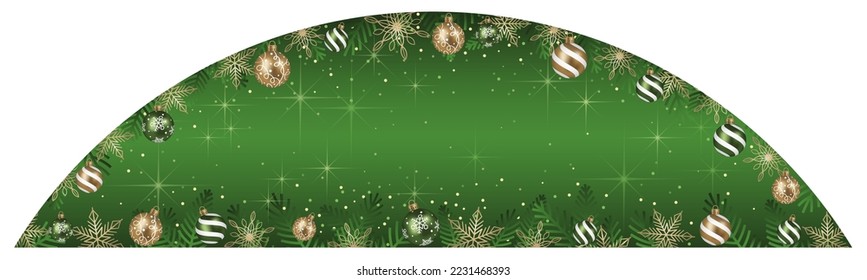Resumen Ilustración De Marco De Arco Vector Con Bolas De Navidad Y Fondo Verde Luminoso Aislado En Un Fondo Blanco.