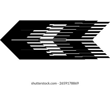 Seta vetorial abstrata de linhas quebradas. Padrão. Moderno vetor tecnológico de fundo. Elemento de design distribuído. Fluxo de informações, Ponteiro, navegação, Jogo, Movimento