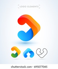 Abstract vector arrow, letter a or v logo. Material design style