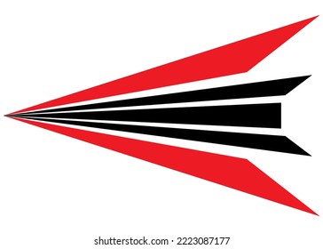 Abstract vector arrow for a sports car, moto, boat, yacht. Pattern for sportswear, toys, wall art. Vehicle sticker. Trendy vector background.