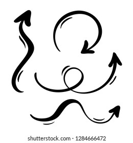 Abstract Vector Arrows set. Doodle hand made marker style. Isolated Sketch illustration for note, business plan, graphic presentation