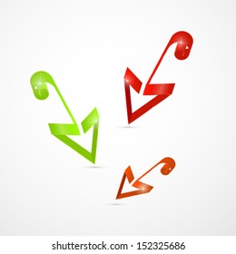 Abstract Vector Arrows Set Isolated on Grey Background