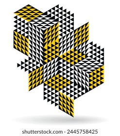 Abstract vector art with 3D isometric cubes geometric background, op art blocks with different forms isolated, polygonal graphic design, cubical theme.