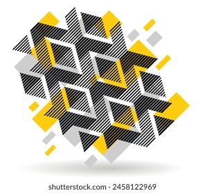 Abstract vector art with 3D isometric cubes geometric background, op art blocks with different forms isolated, polygonal graphic design, cubical theme.