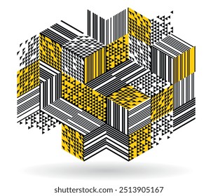 Abstract vector art with 3D isometric cubes geometric background, op art blocks with different forms isolated, polygonal graphic design, cubical theme.