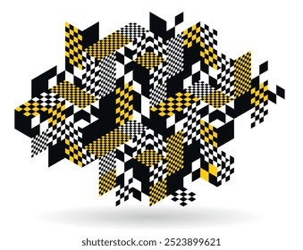 Abstract vector art with 3D isometric cubes geometric background, op art blocks with different forms isolated, polygonal graphic design, cubical theme.