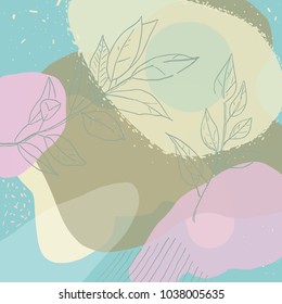 Abstract vector art background of composition texture with creative artistic naive style, various lines, colorful elements and shapes for your design, presentation, package, poster, decoration.