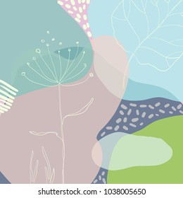  Abstract vector art background of composition texture with creative artistic naive style, various lines, colorful elements and shapes for your design, presentation, package, poster, decoration.