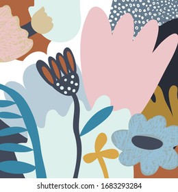 Abstract vector art background of composition texture and creative artistic naive style, bright summer elements and shape for your design, presentation, package, poster, decoration.