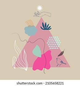  Abstract vector art background of composition texture with creative artistic naive style, various lines, colorful elements and shapes for your design, presentation, package, poster, decoration.