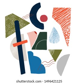 Abstract vector art composition with simple shape and figure on white background for your design, presentation, package, poster, decoration.