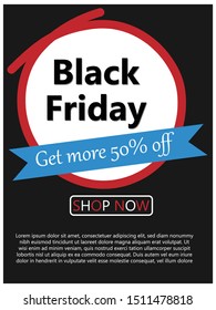 Abstract vector art design black Friday sale layout background for template design. Black Friday sale poster for commercial discount event banner or wallpaper with copy space for advertisement.