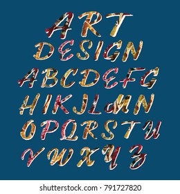 Abstract vector art design stylized colorful font and alphabet 