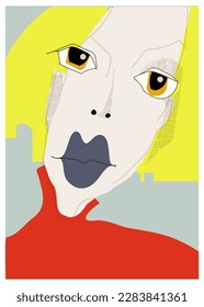Abstract vector art, drawing doodle and paint human faces. Illustration minimal geometric shapes. Cartoon person portrait. Modern contemporary art, graphic design for artwork, poster, cover background