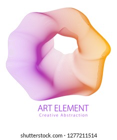 Abstract vector art element for design, linear flower artistic illustration isolated over white background.