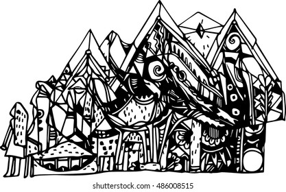 abstract vector art. hand draw of imagination line art design