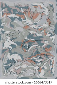 Arte vector abstracto. Combinación armoniosa de colores azul, blanco, gris y marrón.