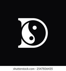 Arte vectorial abstracto o logotipo de la letra D yin yang