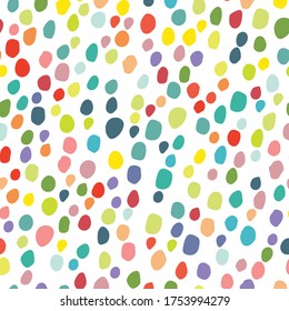 Abstract Vector Art. Pink Bright Background Round. Seamless Graphic Blob. White Random Spot Confetti. Irregular Eps Dot Sparkle. Rainbow Happy Color Background. Polka Dot. Small Pattern Baby Bubble.