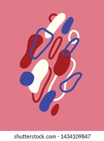 Abstract vector art shapes illustration. Fluid liquid effect composition. Organic line, free hand drawing. Trendy artistic minimal colorful decoration for banners, posters, graphic design projects. 