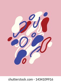 Abstract vector art shapes illustration. Fluid liquid effect composition. Organic line, free hand drawing. Trendy artistic minimal colorful decoration for banners, posters, graphic design projects. 
