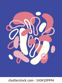 Abstract vector art shapes illustration. Fluid liquid effect composition. Organic line, free hand drawing. Trendy artistic minimal colorful decoration for banners, posters, graphic design projects. 