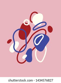 Abstract vector art shapes illustration. Fluid liquid effect composition. Organic line, free hand drawing. Trendy artistic minimal colorful decoration for banners, posters, graphic design projects. 