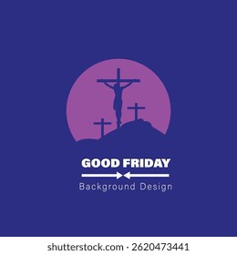 Abstract vector art shows a religious cross symbol against a designed sky.