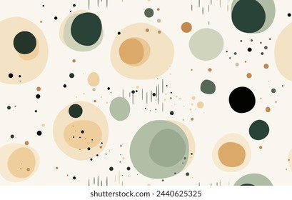 Arte vectorial abstracto con varios círculos y puntos en una paleta de colores terrosos modernos.